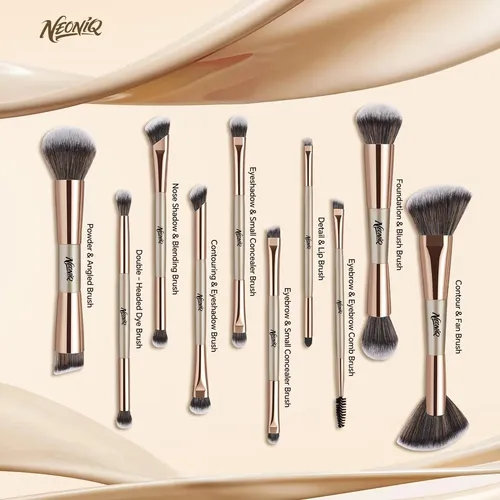 Set De Brochas De Maquillaje Neoniq 10 Unidades Champagne Go