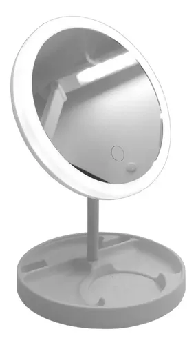 Espejo Recargable Con Luz Led Y Organizador Maquillaje Qs618