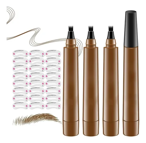 Set 3 Lápices Cejas Impermeables Con 24 Plantillas Claras