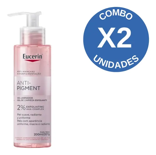 Combo X2 Eucerin Gel Limpiador Anti-pigment 200ml. Momento de aplicación Día/Noche Tipo de piel Todo tipo de piel