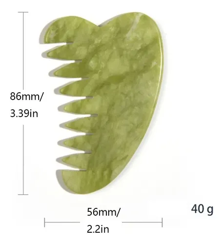 Peine Masajeador Verde De Piedra Natural Para Gua Sha