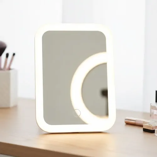 Espejo Cuadrado Led Maquillaje 3 Tonos De Luz
