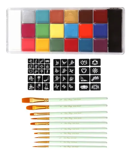20 Colores Cara Cuerpo Pintura Paletas Halloween Verde