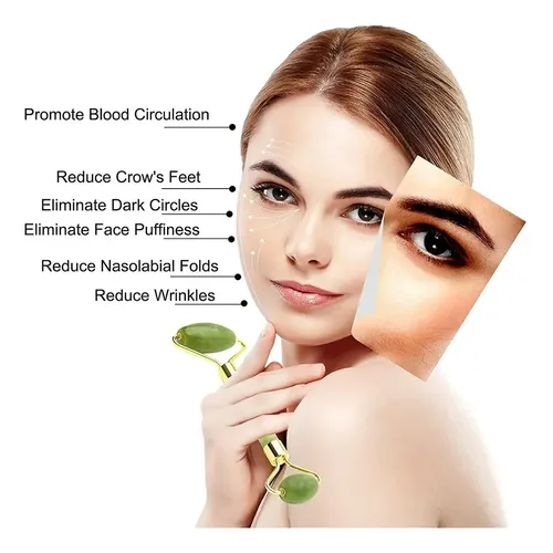 Rodillo Masajeador Facial Y Corporal De Jade Verde Danfula