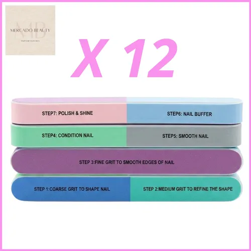 Lima De Uñas 7 Pasos Pulido Brillo Profesional Buffer X12