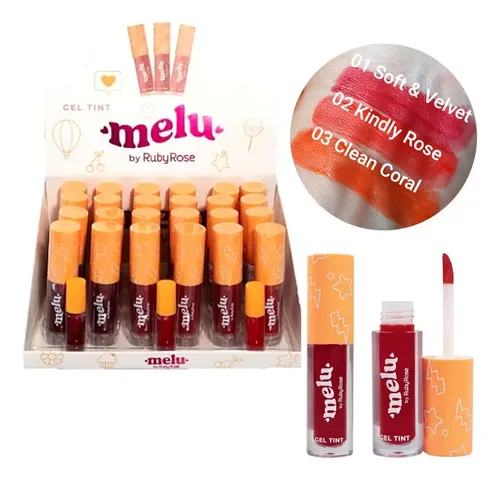 Gel de tinte labial Melu Ruby Rose de larga duración, excelente pigmentación