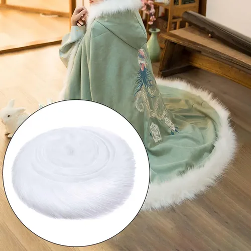 Cinta Ancha De Piel Sintética Con Adorno Peludo Blanco