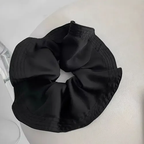 Elegantes Anillos De Satén Para El Pelo Negros Grandes, Anil