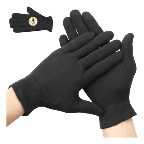 Guantes Algodón Negros Hidratantes Para Dormir 4 Pares