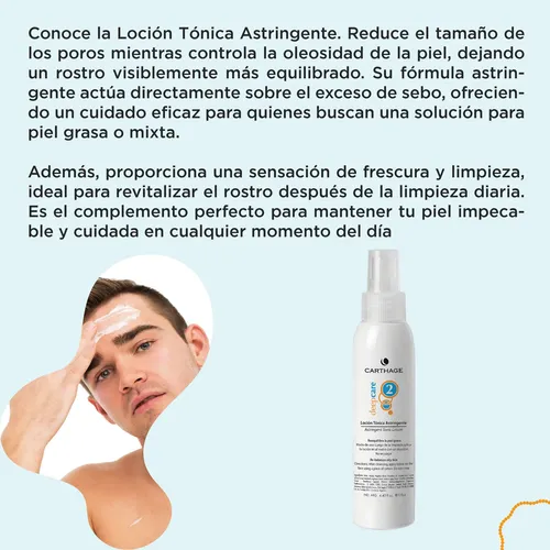 Locion Tonica Piel Grasa Astringente Carthage Antiacne Grano