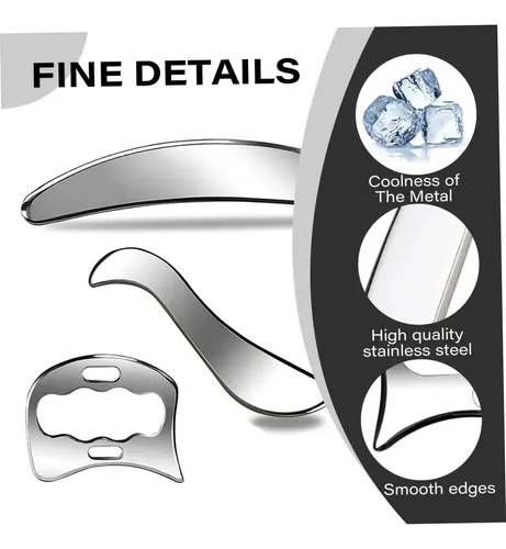 Juego De Herramientas De Masaje Facial Gua Sha De Acero Inox