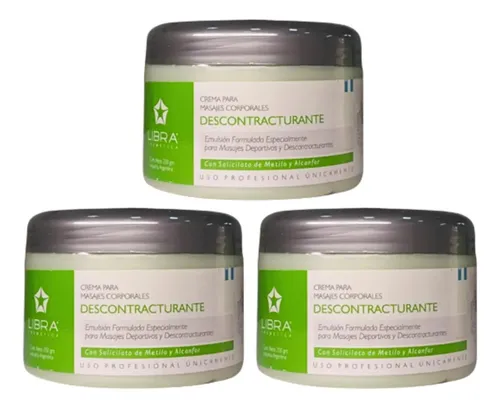 3 Crema Masajes Descontracturante 250gr. – Libra Cosmetica Fragancia Suave