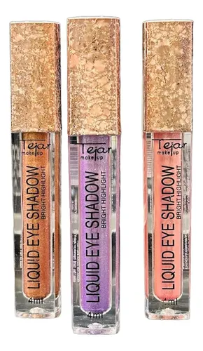 Sombra Líquida Tejar Make Up x3 Blanco Acabado Brillante Waterproof