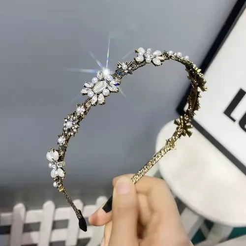 Diadema Barroca De Perlas For Mujer, Estilo Geométrico De H