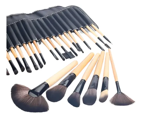 Set De 24 Brochas Y Pinceles De Maquillaje Profesional +estuche De Cuero Ecologico – Excelente Calidad