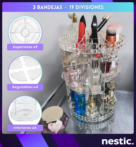 Organizador De Cosméticos Giratorio Maquillaje Crema Perfume