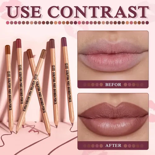 Teihwal Set 6 Lápices Delineador Labial Nude Marrón Mate