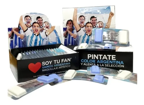 Kit Maquillaje Artistico Celeste Y Blanco Argentina X24u