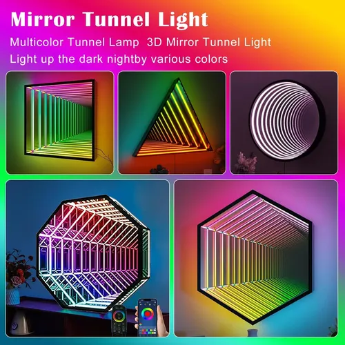 Luz Led Hexágono 3d Neón Espejo Infinito 50cm