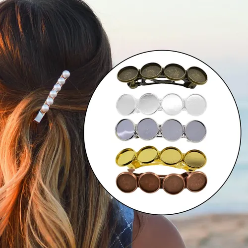 5 Pinzas Para El Pelo Con Bisel, Broches En Blanco, Joyas
