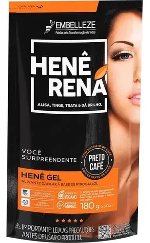 Embelleze Gel Hena Rena Alisa Tiñe Da Brillo Negro Cafe 180g