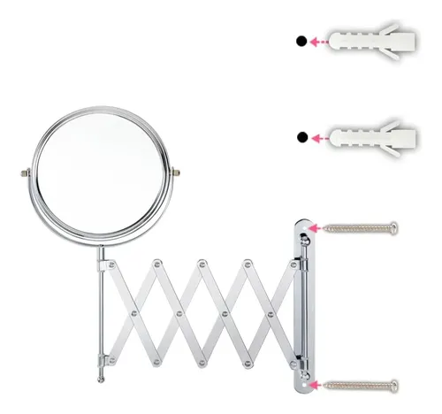 Espejo Extensible Baño 8 Cromo 7x/1x Aumento Hd