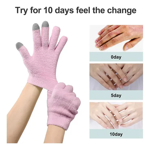 Guantes De Silicona Hidratantes Con Vitamina E Rosa