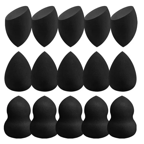 Black Soft Makeup Sponge Set 15 Pcs Reusable Foundation Puff