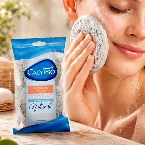 Esponja Facial Exfoliante Calypso Natural Hipoalergénica 2u