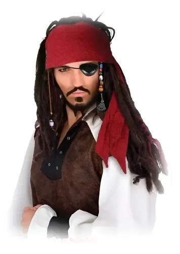Peluca Pirata Negra Manzana Cotillón Estilo Jack Sparrow Combo 16 Unidades