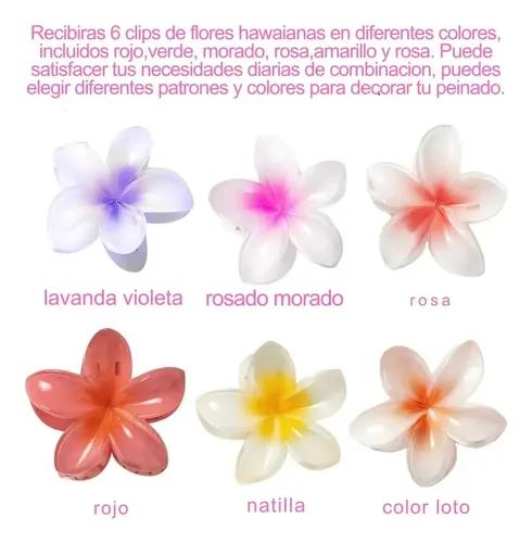 Hebillas Para El Pelo Flor Plumeria X12 Mujer Color Mixto