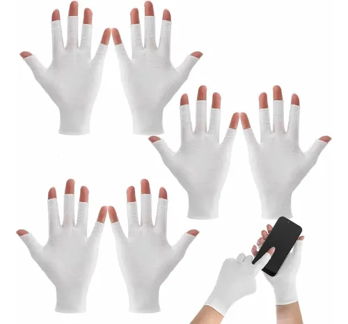 Guantes Algodón Blancos Sin Dedos Hidratantes Para Dormir