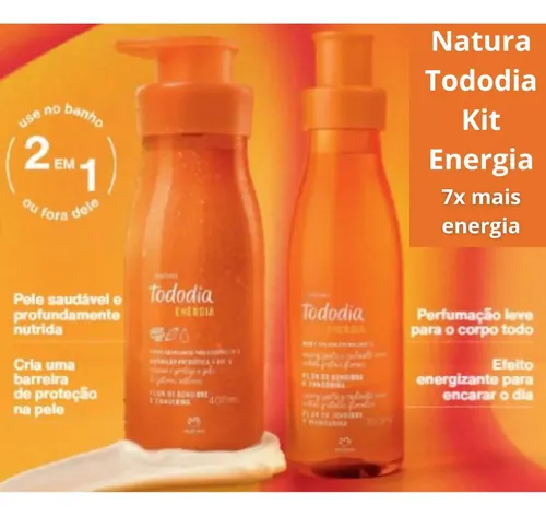 Natura Tododia Kit Energía: Body Splash+ Crema Hidratante(2 Unidades) Flor de Jengibre y Mandarina