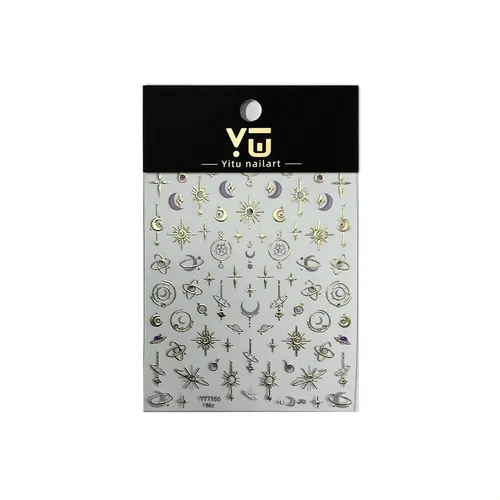 Pegatinas De Uñas Con Estampado Dorado De Estrellas, Luna Y