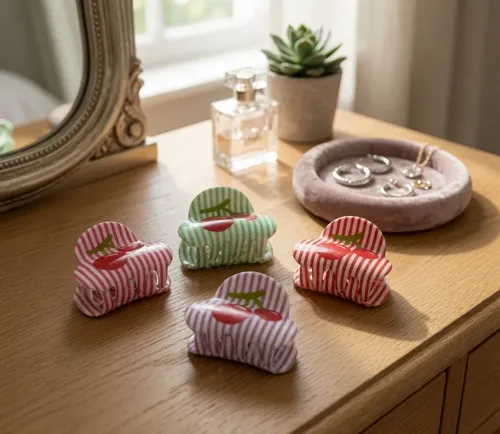Broches Para Pelo Infantil 5cm X 12 Unidades Cereza