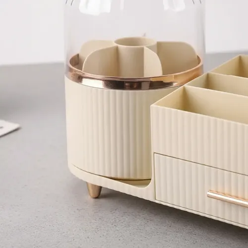Organizador Maquillaje Giratorio 360° Cajón Tapa Antipolvo