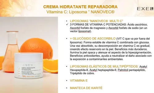 Crema Hidratante Con Liposomas De Vit C Y Multipéptidos Exel