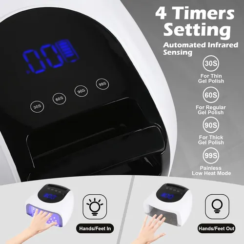 Lámpara Uv Led Linssy 96w, 42 Cuentas, 4 Temporizadores