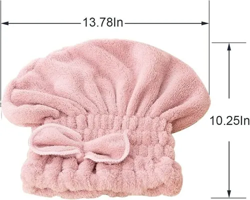 2 Gorros De Toalla De Microfibra Para Cabello, Secado Rápido Azul+beige Sólido