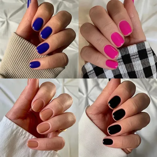 Uñas Postizas Press On Cortas Veluna Soft Gel Redondeadas Reutilizables – Azul