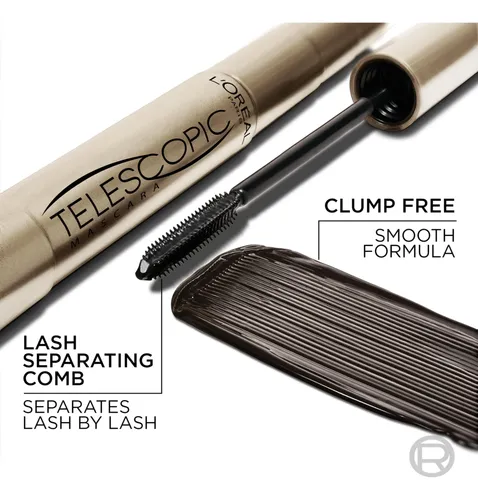 Máscara Telescópica L’oreal Paris, Color Negro Carbón, 0.27  Negro