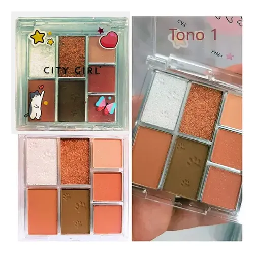 Paleta 9 Sombras City Girl Gatitos Estilo Coreana Asiatica