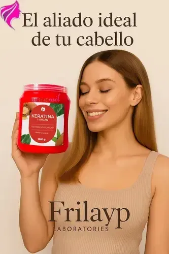 Mascara Keratina y Argan Frilayp X1000g Tratamiento Reestructurante Nutritivo Hidratante Oleo Extraordinario Luminoso Reconstruye Fibra Capilar Previniendo Quiebre y Caida