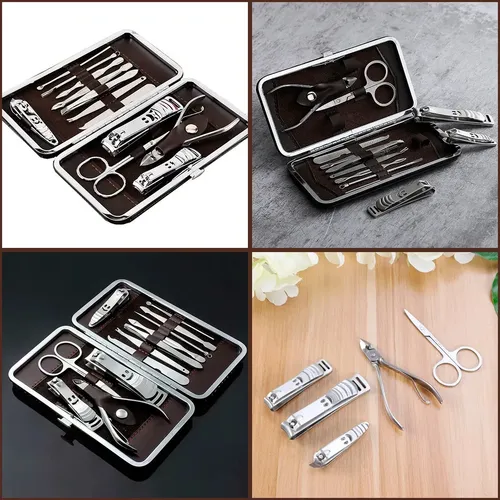 Kit Manicure Portátil Estojo 12pcs Conjunto Alicate Cortador