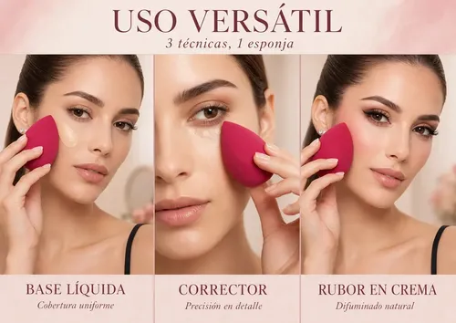 Esponja De Maquillaje Biselada Base Rubor Contorno M Blender Fucsia