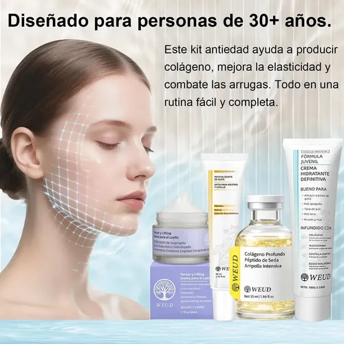 Kit Weud Antiedad Reafirm Péptidos Colágeno Rostro Y Cuello