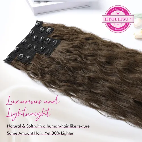 Extensiones Cabello Clip Set 5 Ondas Largas Chocolate 61cm