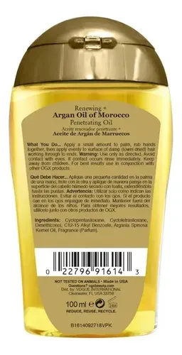 Aceite Capilar Ogx Con Aceite De Argán, 100 Ml, Brillo Y Nut