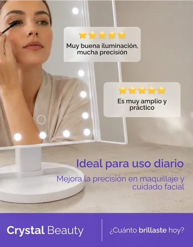 Espejo Maquillaje Giratorio 180 Pantalla Táctil Luz Led Ajus