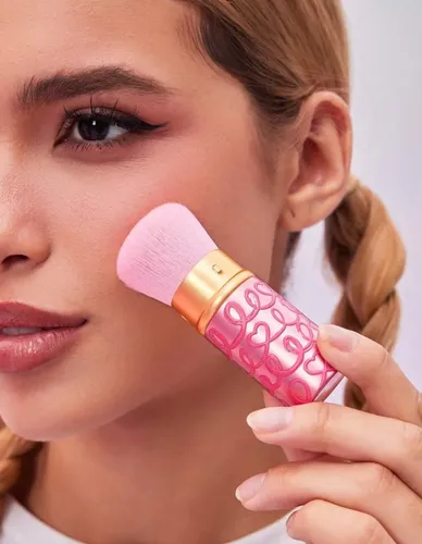 Brocha Retráctil De Maquillaje Ositos Cariñositos Rosa Love